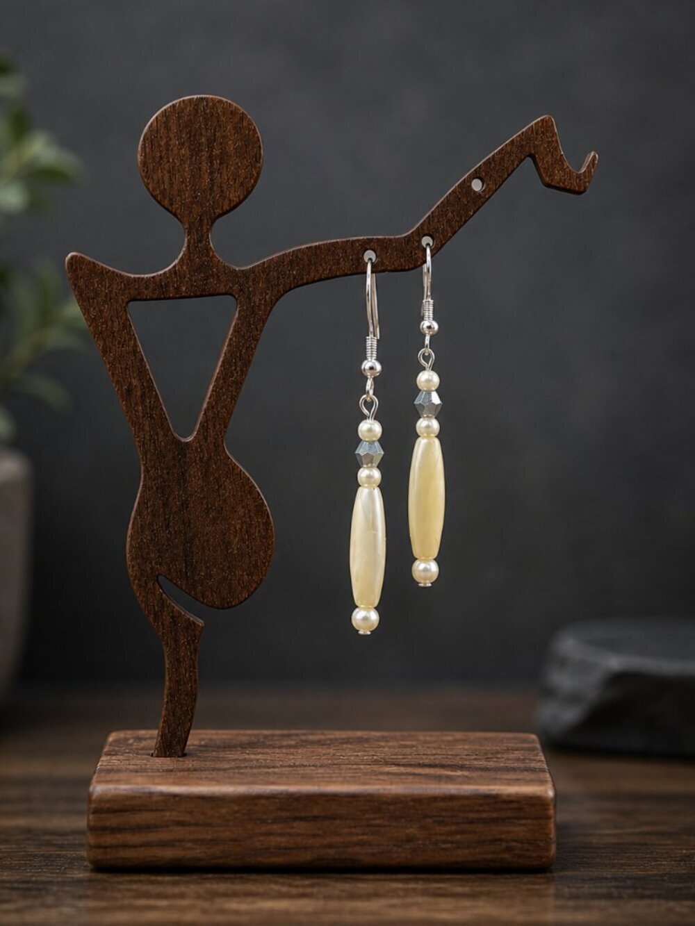 Simple Pearl Drop Earrings Sterling Silver | Handmade - Picture 4 of 7